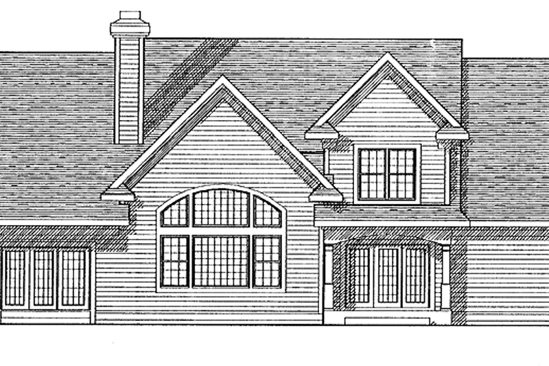 House Blueprint - Exterior - Rear Elevation for Country House Plan #70-1334 - 3 bed, 2.5 bath
