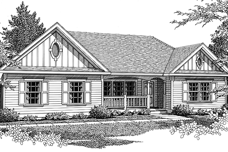 Architectural House Design - Country Exterior - Front Elevation Plan #1037-3