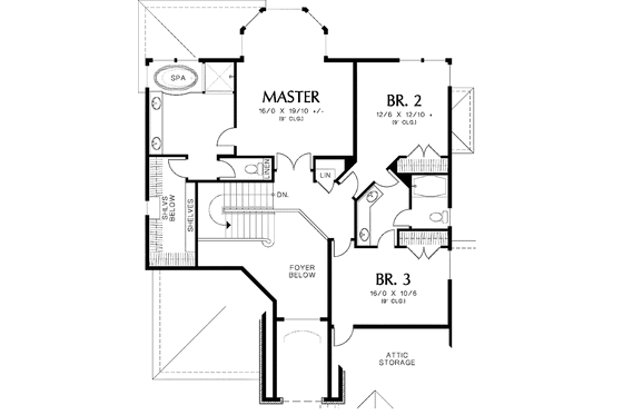 Floor Plan - Upper Floor for Country House Plan #48-841 - 3 bed, 2.5 bath