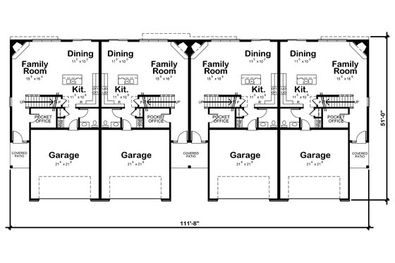 Floor Plan - Main Floor for Traditional House Plan #20-2382 - 12 bed, 2.5 bath