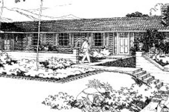 Exterior - Front Elevation for Ranch House Plan #303-299 - 3 bed, 1 bath