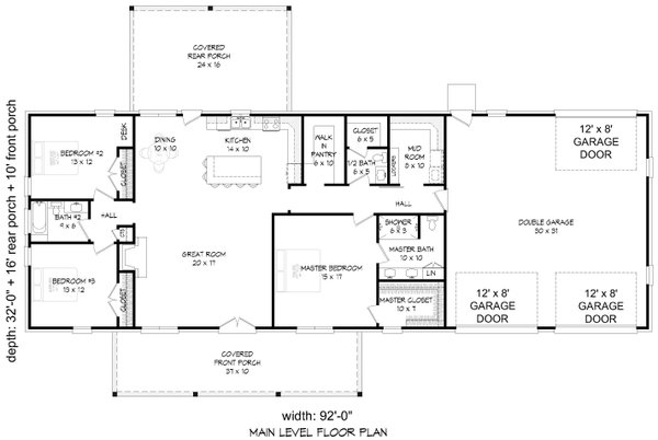 Southern Floor Plan - Other Floor Plan #932-778