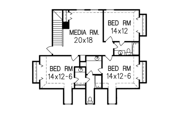 Floor Plan - Upper Floor for Colonial House Plan #15-221 - 5 bed, 4 bath