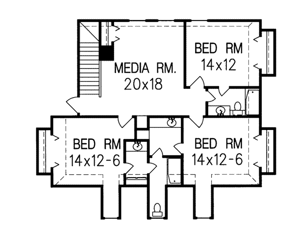 Colonial Floor Plan - Upper Floor Plan #15-221