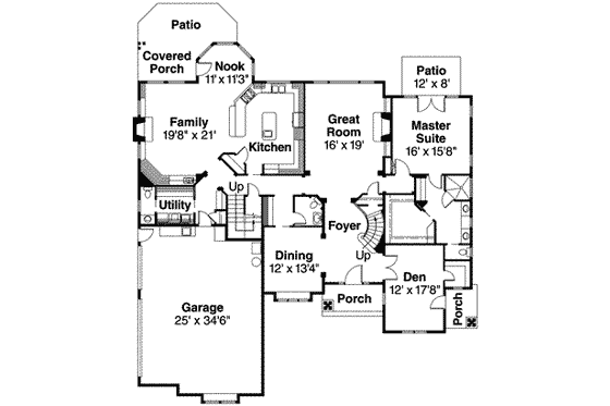 Floor Plan - Main Floor for European House Plan #124-515 - 5 bed, 5.5 bath
