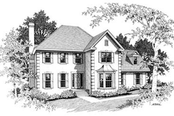 Exterior - Front Elevation for European House Plan #10-216 - 4 bed, 2.5 bath