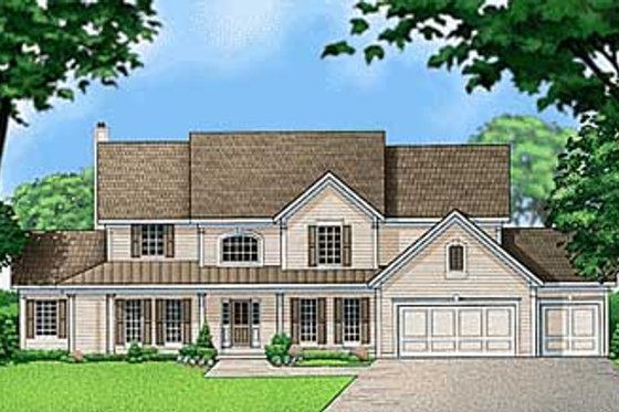 Exterior - Front Elevation for Country House Plan #67-563 - 4 bed, 3.5 bath