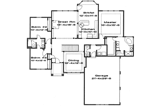 Floor Plan - Main Floor for Traditional House Plan #6-158 - 3 bed, 2.5 bath