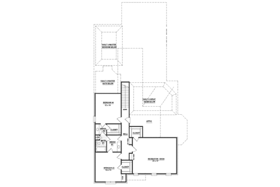 Floor Plan - Upper Floor for European House Plan #81-372 - 4 bed, 4 bath