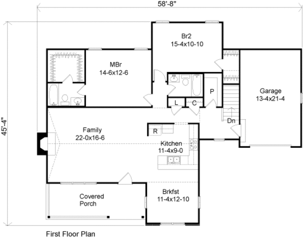 Architectural House Design - Country Floor Plan - Main Floor Plan #22-508