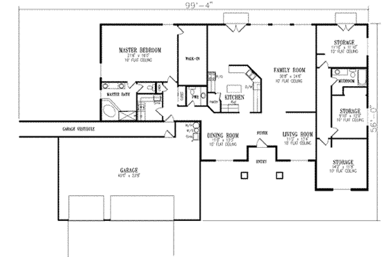 Floor Plan - Main Floor for Adobe / Southwestern House Plan #1-731 - 4 bed, 1 bath