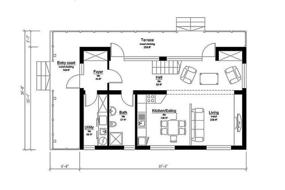 Floor Plan - Main Floor for Modern House Plan #549-2 - 3 bed, 2 bath