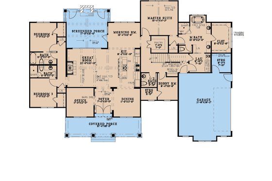 Floor Plan - Main Floor for Farmhouse House Plan #923-350 - 4 bed, 3.5 bath