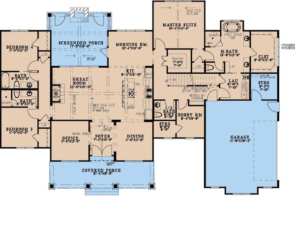 House Blueprint - Farmhouse Floor Plan - Main Floor Plan #923-350