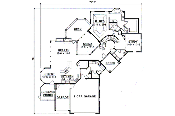 Floor Plan - Main Floor for European House Plan #67-704 - 3 bed, 3 bath