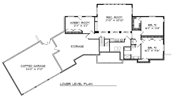 Architectural House Design - Traditional Floor Plan - Lower Floor Plan #70-550