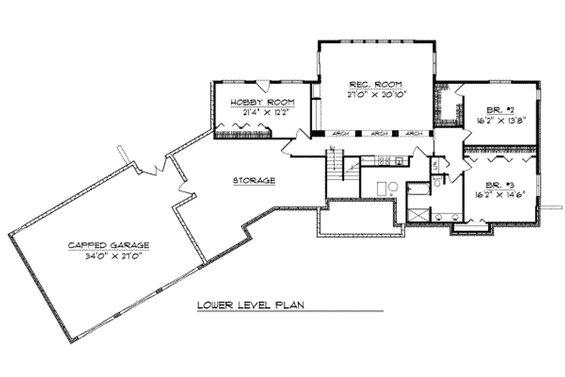 Home Plan - Floor Plan - Lower Floor for Traditional House Plan #70-550 - 3 bed, 2.5 bath