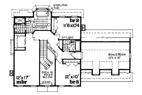 Floor Plan - Upper Floor for Colonial House Plan #47-284 - 3 bed, 2.5 bath