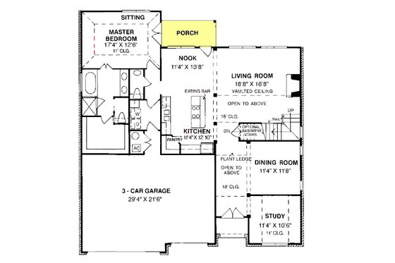 Floor Plan - Main Floor for Traditional House Plan #20-1292 - 4 bed, 2.5 bath