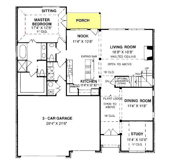 Architectural House Design - Traditional Floor Plan - Main Floor Plan #20-1292