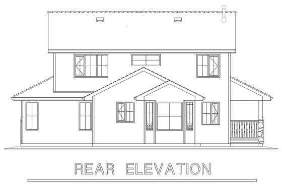Exterior - Rear Elevation for Traditional House Plan #18-285 - 4 bed, 2.5 bath