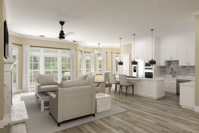 Dream House Plan - Interior - Family Room 1 for Farmhouse House Plan #45-613 - 3 bed, 2 bath