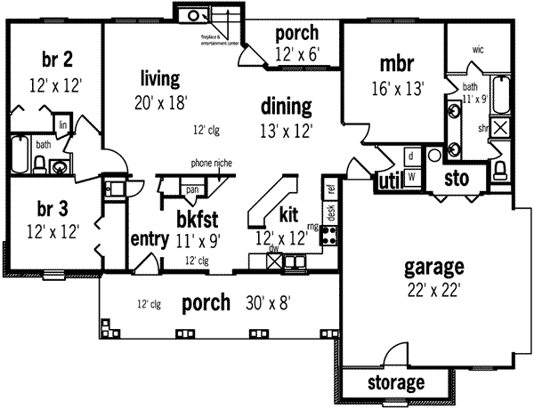 Mediterranean Floor Plan - Main Floor Plan #45-238