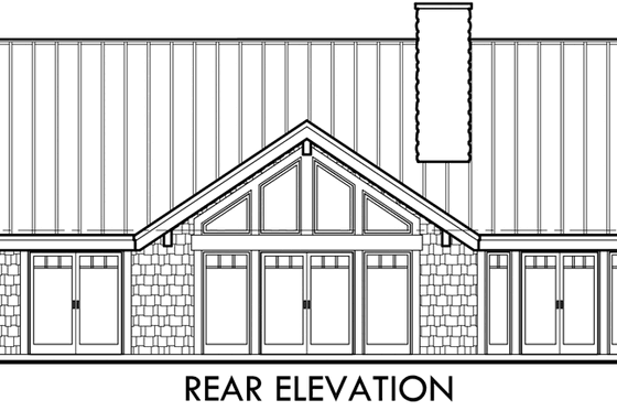 Exterior - Rear Elevation for Bungalow House Plan #303-441 - 3 bed, 2 bath