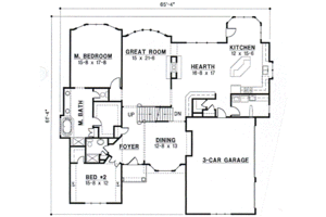 Floor Plan - Main Floor for European House Plan #67-436 - 4 bed, 3 bath
