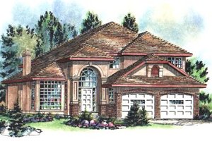 European Exterior - Front Elevation Plan #18-236
