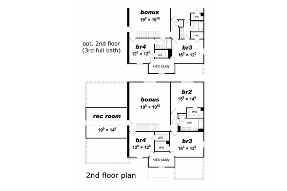 Floor Plan - Upper Floor House Plan #329-385 - 4 bed, 2.5 bath