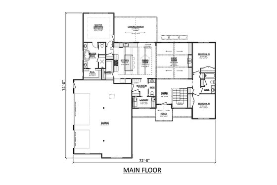 Floor Plan - Main Floor for Country House Plan #1089-52 - 3 bed, 2.5 bath