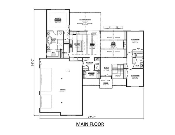 House Plan Design - Floor Plan - Main Floor for Country House Plan #1089-52 - 3 bed, 2.5 bath