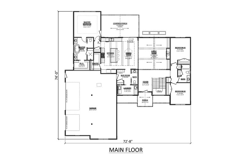 Dream House Plan - Floor Plan - Main Floor for Country House Plan #1089-52 - 3 bed, 2.5 bath