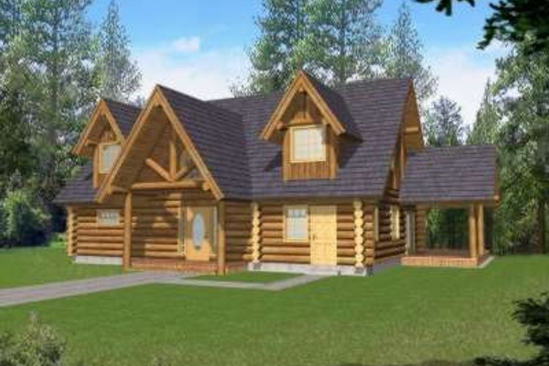 House Design - Log Exterior - Front Elevation Plan #117-497