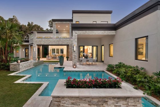 Exterior - Rear Elevation 1 for Contemporary House Plan #548-59 - 4 bed, 4.5 bath