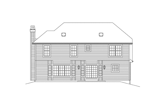 Exterior - Rear Elevation for Craftsman House Plan #57-616 - 3 bed, 2.5 bath