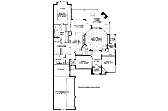 Floor Plan - Main Floor for European House Plan #141-231 - 4 bed, 4.5 bath