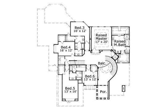 Floor Plan - Upper Floor for Mediterranean House Plan #411-624 - 6 bed, 6.5 bath