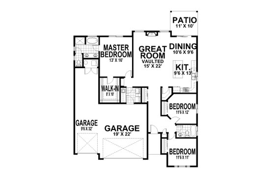 Floor Plan - Main Floor for Craftsman House Plan #112-259 - 3 bed, 2 bath