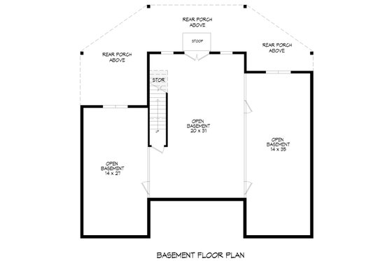 Floor Plan - Lower Floor for Country House Plan #932-1350 - 3 bed, 2 bath