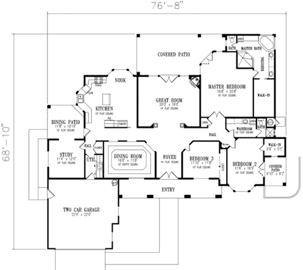 Adobe / Southwestern Style House Plan 3 Beds 2 Baths