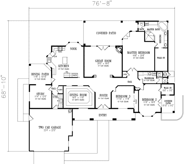 Adobe / Southwestern Floor Plan - Main Floor Plan #1-602