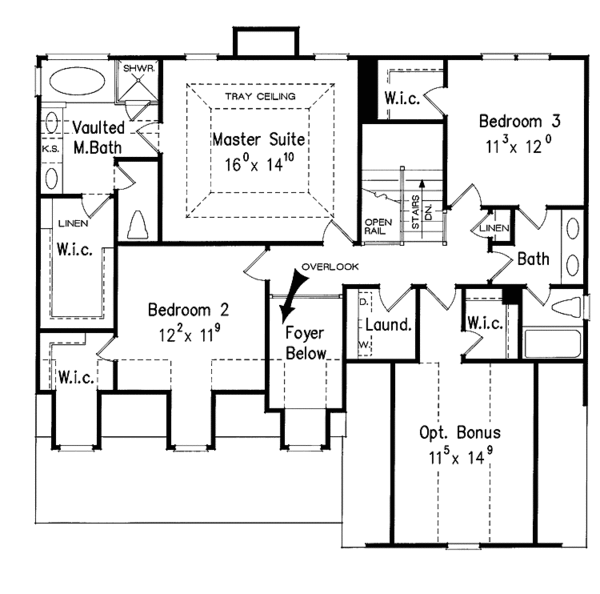 Architectural House Design - Colonial Floor Plan - Upper Floor Plan #927-796