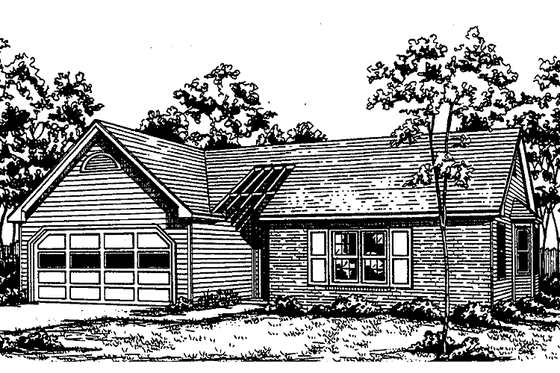 Exterior - Front Elevation 3 for Ranch House Plan #30-224 - 3 bed, 2 bath