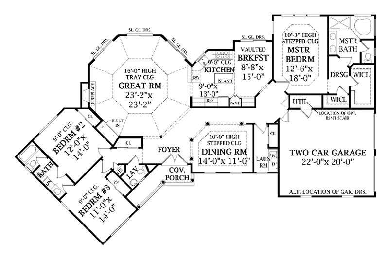 Home Plan - Floor Plan - Main Floor for Ranch House Plan #314-222 - 3 bed, 2.5 bath