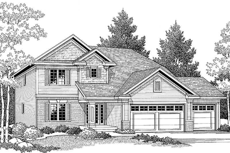 Architectural House Design - Exterior - Front Elevation 3 for Traditional House Plan #70-1377 - 4 bed, 2.5 bath