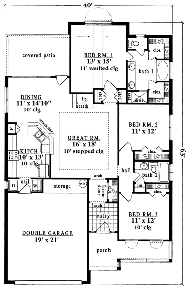 House Design - Country Floor Plan - Main Floor Plan #42-609