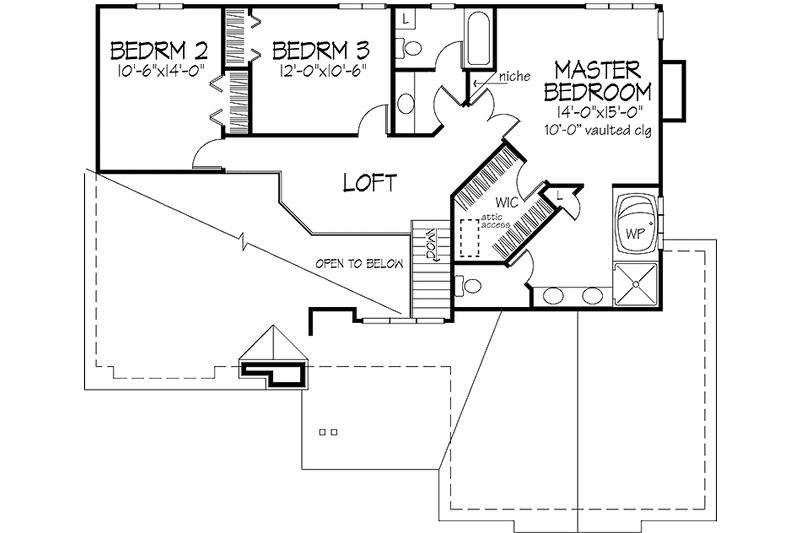 Home Plan - Floor Plan - Upper Floor for Country House Plan #320-1147 - 3 bed, 2.5 bath