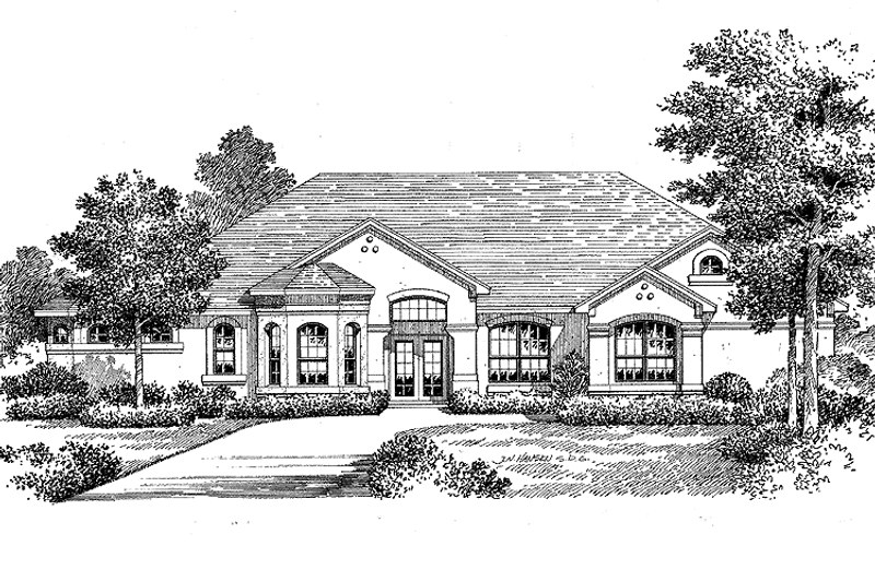Dream House Plan - Exterior - Front Elevation 3 for Mediterranean House Plan #999-17 - 4 bed, 3.5 bath
